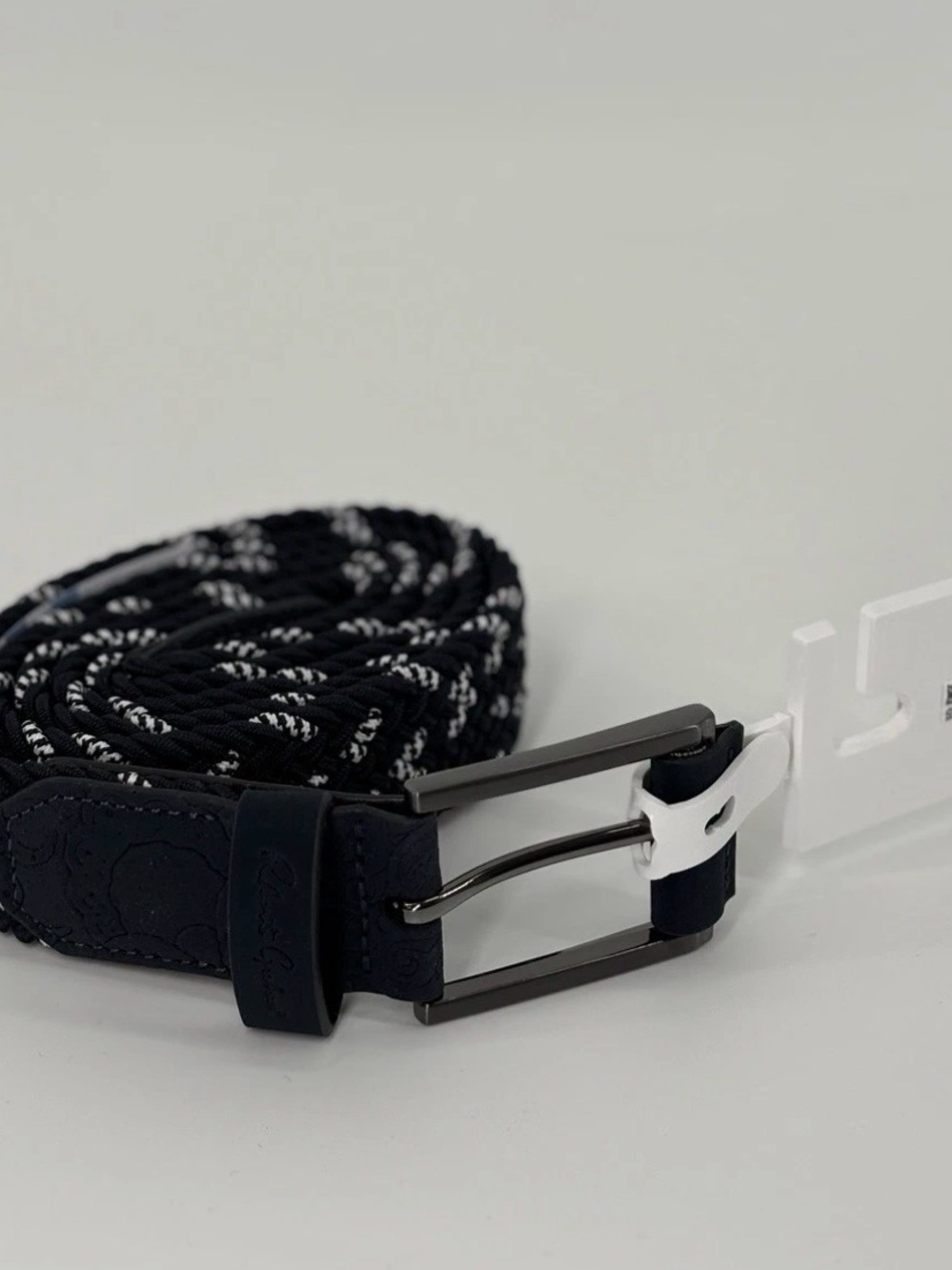 Robert Graham Jacob Belt Men’s Size 38- Gray & Blue Braided Woven Stretch - NEW